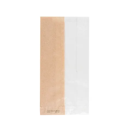 SACHETS POUR SANDWICHES AVEC FENÊTRE ECO PFAS FREE 'JUST PAPER' 38 G/M2 12+6x23 CM NATUREL PARCH.INGRAISSABLE (250 UNITÉ)