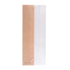 SACHETS POUR SANDWICHES AVEC FENÊTRE ECO PFAS FREE 'JUST PAPER' 40 G/M2 12+6x30 CM NATUREL PARCH.INGRAISSABLE (250 UNITÉ)
