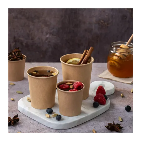 GOBELETS BOISSONS CHAUDES 1 PAROI  180 ML - 6 oz 260 + 18 PE G/M2 Ø7,2/5,3x7,8 CM MARRON CARTON (1000 UNITÉ)