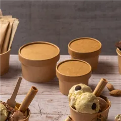 COUVERCLES POTS À GLACES  150 ML 280 + 18 PE G/M2 Ø8,5 CM MARRON CARTON (1000 UNITÉ)