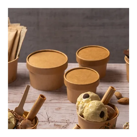COUVERCLES POTS À GLACES  150 ML 280 + 18 PE G/M2 Ø8,5 CM MARRON CARTON (1000 UNITÉ)