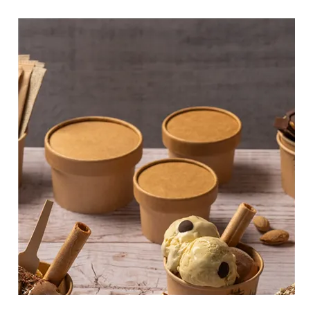 COUVERCLES POTS À GLACES  180 ML 280 + 18 PE G/M2 Ø8,7 CM MARRON CARTON (1000 UNITÉ)