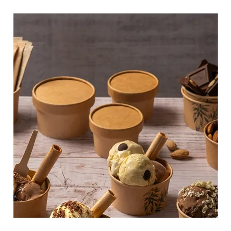 COUVERCLES POTS À GLACES  300 ML 280 + 18 PE G/M2 Ø10 CM MARRON CARTON (1000 UNITÉ)