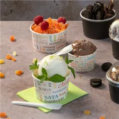 POTS À GLACES 'PAROLE' 300 ML 250 + 18 PE G/M2 Ø10x5,5 CM BLANC CARTON (2000 UNITÉ)