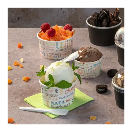 POTS À GLACES 'PAROLE' 300 ML 250 + 18 PE G/M2 Ø10x5,5 CM BLANC CARTON (2000 UNITÉ)
