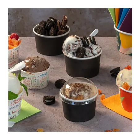 POTS À GLACES  300 ML 250 + 18 PE G/M2 Ø10x5,5 CM NOIR CARTON (2000 UNITÉ)