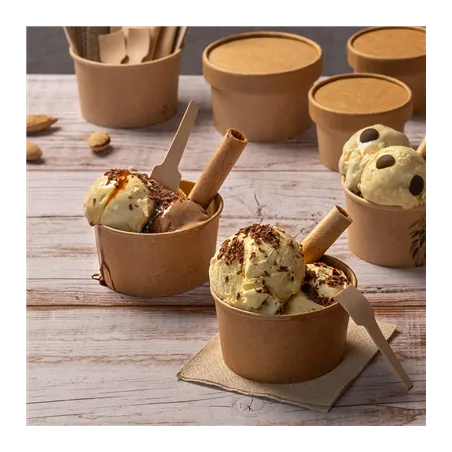 POTS À GLACES  300 ML 250 + 18 PE G/M2 Ø10x5,5 CM NATUREL CARTON (2000 UNITÉ)