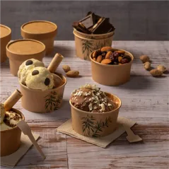 POTS À GLACES FEEL GREEN 300 ML 250 + 18 PE G/M2 Ø10x5,5 CM MARRON CARTON (2000 UNITÉ)