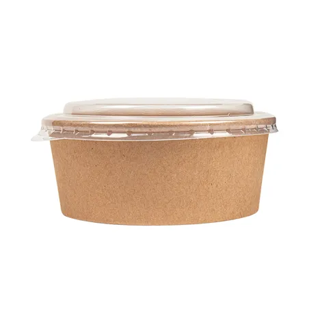COMBO SALADIERS + COUVERCLES PET  750 ML - 25 oz 300 + 18 PE G/M2 Ø15/12,8x6 CM NATUREL KRAFT (200 UNITÉ)