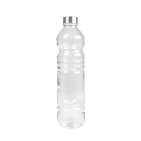 BOUTEILLE + COUVERCLE INOX WAKI GLASS 1080 ML Ø8,2x32 CM TRANSPARENT VERRE (24 UNITÉ)