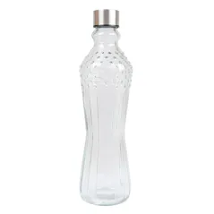 BOUTEILLE + COUVERCLE INOX WAKI GLASS 990 ML Ø8,6x31 CM TRANSPARENT VERRE (24 UNITÉ)