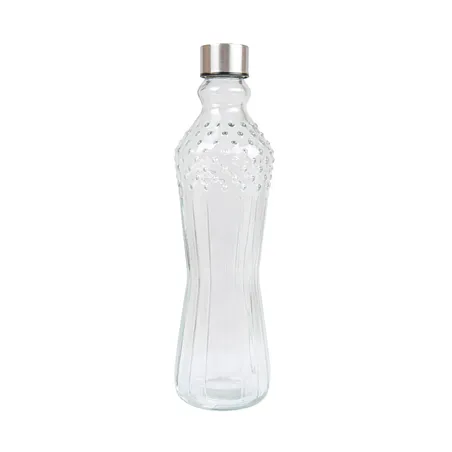 BOUTEILLE + COUVERCLE INOX WAKI GLASS 990 ML Ø8,6x31 CM TRANSPARENT VERRE (24 UNITÉ)