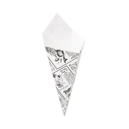CORNETS FRITES THEPACK 'TIMES' 250 G 15,7x26,8 CM BLANC CARTON NANO-MICRO (1200 UNITÉ)