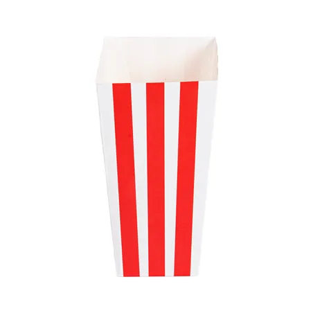 RECIPIENTS POP-CORNS THEPACK 'STRIPES' 1 L 6,5x8,7x17,4 CM BLANC CARTON NANO-MICRO (600 UNITÉ)