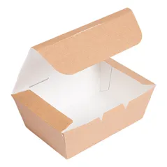 BOÎTES "LUNCH BOX" COUVERCLES THEPACK 500 ML (16 oz) 14x9,7x5 CM NATUREL CARTON NANO-MICRO (480 UNITÉ)