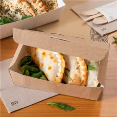 BOÎTES "LUNCH BOX" COUVERCLES THEPACK 1500 ML (48 oz) 21x18x5,5 CM NATUREL CARTON NANO-MICRO (360 UNITÉ)
