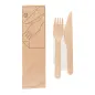 SET 3/1 COUVERTS +SERVIETTE WOOD 'MAKAN' 16 CM NATUREL BOIS (100 UNITÉ) SET 3/1 COUVERTS +SERVIETTE