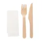 SET 3/1 COUVERTS +SERVIETTE WOOD 'MAKAN' 16 CM NATUREL BOIS (100 UNITÉ) SET 3/1 COUVERTS +SERVIETTE