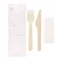 SET 3/1 COUVERTS +SERVIETTE WOOD 'MAKAN' 16 CM NATUREL BOIS (100 UNITÉ) SET 3/1 COUVERTS +SERVIETTE