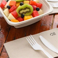 SACHET FOURCHETTE FEEL GREEN 18 CM BLANC CPLA (500 UNITÉ)