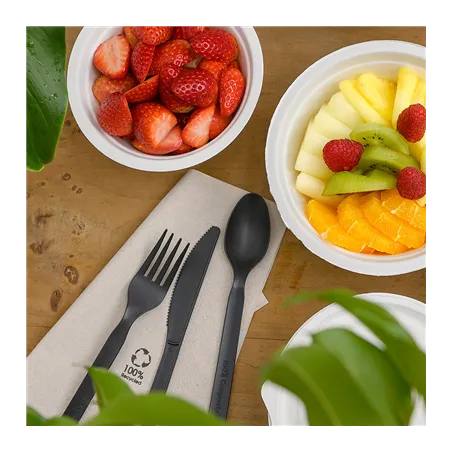 SACHET FOURCHETTE FEEL GREEN  18 CM NOIR CPLA (500 UNITÉ)