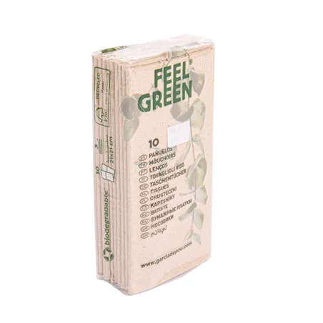 10 U X 10 U. MOUCHOIRS 3 PLIS FEEL GREEN  21x21 CM NATUREL KRAFT (1 UNITÉ)