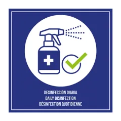 PLAQUE AUTO-ADHESIVE "DÉSINFECTION QUOTIDIENNE"