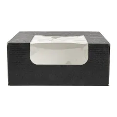 RÉCIPIENTS SUSHI+FÊNETRE THEPACK  10x10x4 CM NOIR CARTON NANO-MICRO + OPP (400 UNITÉ)
