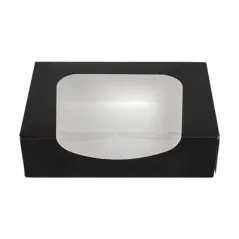RÉCIPIENTS SUSHI+FÊNETRE THEPACK  17,5x12x4,5 CM NOIR CARTON NANO-MICRO + OPP (400 UNITÉ)