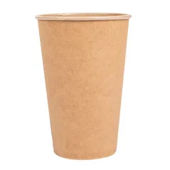 GOBELETS BOISSONS CHAUDES 1 PAROI  480 ML - 16 oz 250 + 21PE G/M2 Ø9/6x12,8 CM MARRON CARTON (1000 UNITÉ)