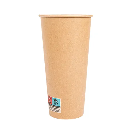 GOBELETS BOISSONS CHAUDES 1 PAROI  660 ML - 22 oz 12PE + 260 + 10PE G/M2 Ø9/6x17 CM MARRON CARTON (1000 UNITÉ)