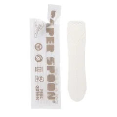 PETITES CUILLÈRES POUR GLACES EN SACHET PAPER SPOON  590 G/M2 9,4 CM BLANC CARTON (400 UNITÉ)