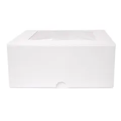 BOÎTES PATISSERIES AVEC FENÊTRE THEPACK 'DECO'  18x18x7,5 CM BLANC CARTON NANO-MICRO + OPP (50 UNITÉ)