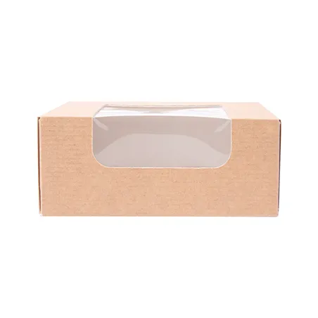 RÉCIPIENTS SUSHI+FÊNETRE THEPACK  10x10x4 CM MARRON CARTON NANO-MICRO + OPP (400 UNITÉ)