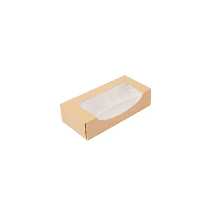 RÉCIPIENTS SUSHI+FÊNETRE THEPACK  19,7x9x4,5 CM MARRON CARTON NANO-MICRO + OPP (400 UNITÉ)