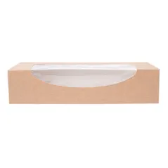 RÉCIPIENTS SUSHI+FÊNETRE THEPACK  19,7x9x4,5 CM MARRON CARTON NANO-MICRO + OPP (400 UNITÉ)
