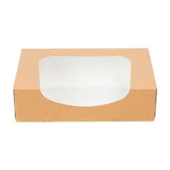 RÉCIPIENTS SUSHI+FÊNETRE THEPACK  17,5x12x4,5 CM MARRON CARTON NANO-MICRO + OPP (400 UNITÉ)