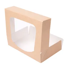 RÉCIPIENTS SUSHI+FÊNETRE THEPACK  19,7x12x4,5 CM MARRON CARTON NANO-MICRO + OPP (400 UNITÉ)