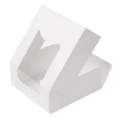 RÉCIPIENTS SUSHI+FÊNETRE THEPACK  10x10x4 CM BLANC CARTON NANO-MICRO + OPP (400 UNITÉ)