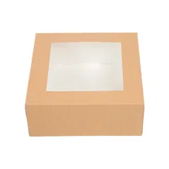 BOÎTES PATISSERIES AVEC FENÊTRE THEPACK  18x18x7,5 CM NATUREL CARTON NANO-MICRO + OPP (200 UNITÉ)