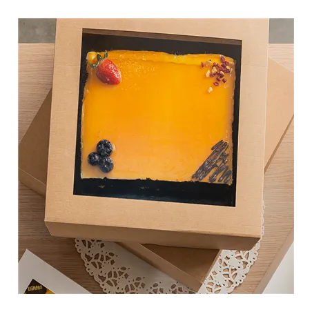 BOÎTES PÂTISSERIES AVEC FENÊTRE THEPACK  24x24x12 CM NATUREL CARTON NANO-MICRO + OPP (100 UNITÉ)