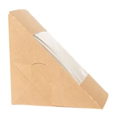 BOÎTES SANDWICH TRIPLE AVEC FENÊTRE THEPACK  12,4x12,4x8,3 CM NATUREL CARTON NANO-MICRO + OPP (500 UNITÉ)
