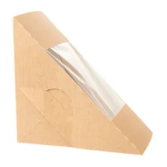 BOÎTES SANDWICH DOBLE AVEC FENÊTRE THEPACK  12,4x12,4x7,5 CM NATUREL CARTON NANO-MICRO + OPP (500 UNITÉ)