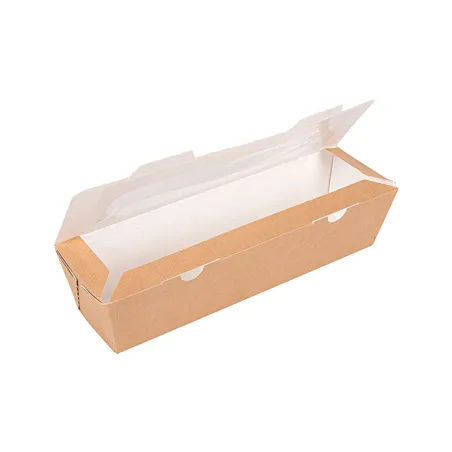 BOÎTES SANDWICH AVEC FENÊTRE "BAGUETTE" THEPACK  27,5x8x6,2 CM NATUREL CARTON NANO-MICRO + OPP (200 UNITÉ)