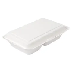 COQUILLES 2 COMPART. BIONIC 940 ML 25,5x16,5x7 CM BLANC BAGASSE (250 UNITÉ)