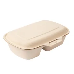 COQUILLES 2 COMPART. BIONIC 900 ML 22,4x14x6 CM NATUREL BAGASSE (400 UNITÉ)