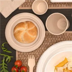 ASSIETTES BIONIC  Ø9,5x1,5 CM NATUREL BAGASSE (1000 UNITÉ)