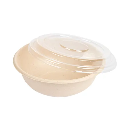COMBO SALADIERS+COUVERCLES BIONIC 750 ML Ø 17,5x7,8 CM NATUREL BAGASSE (200 UNITÉ)