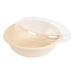 COMBO SALADIERS+COUVERCLES BIONIC 950 ML Ø 19x7,8 CM NATUREL BAGASSE (200 UNITÉ)