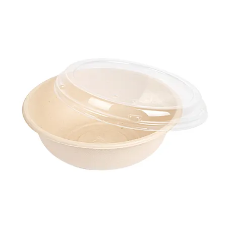 COMBO SALADIERS+COUVERCLES BIONIC 950 ML Ø 19x7,8 CM NATUREL BAGASSE (200 UNITÉ)